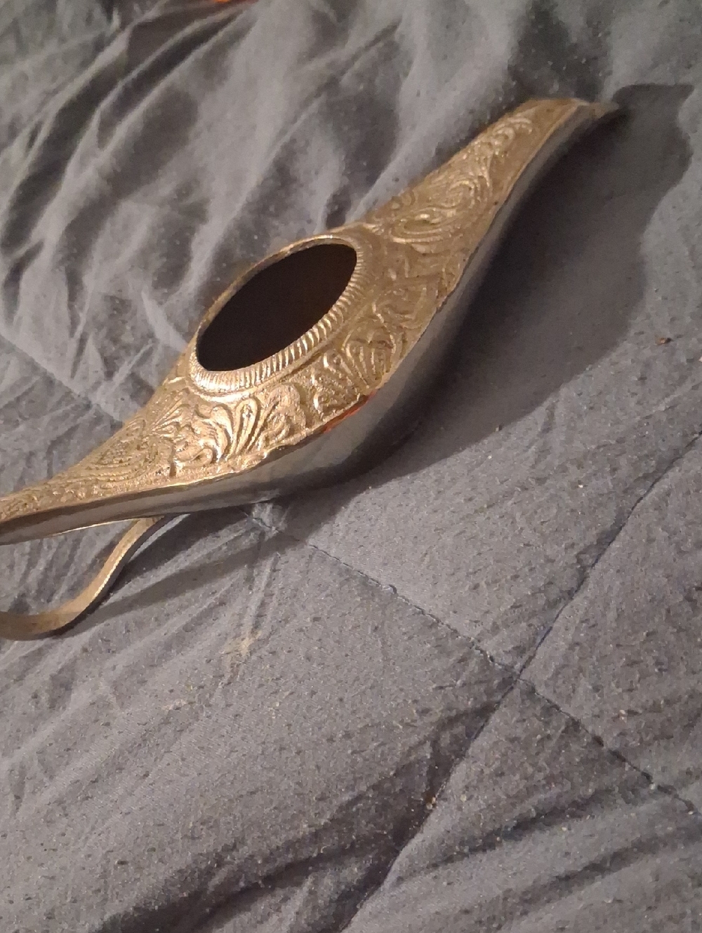 Ornate Brass Aladdin-Style Oil Lamp